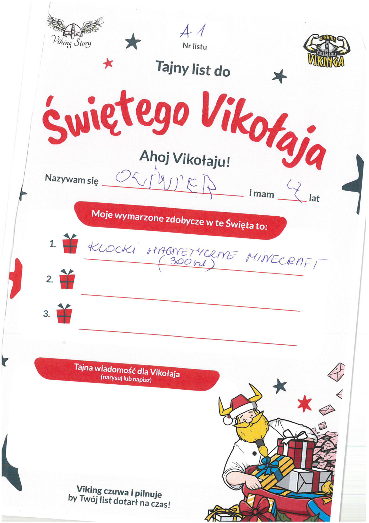 Oliwier, 4 lat, nr listu A1