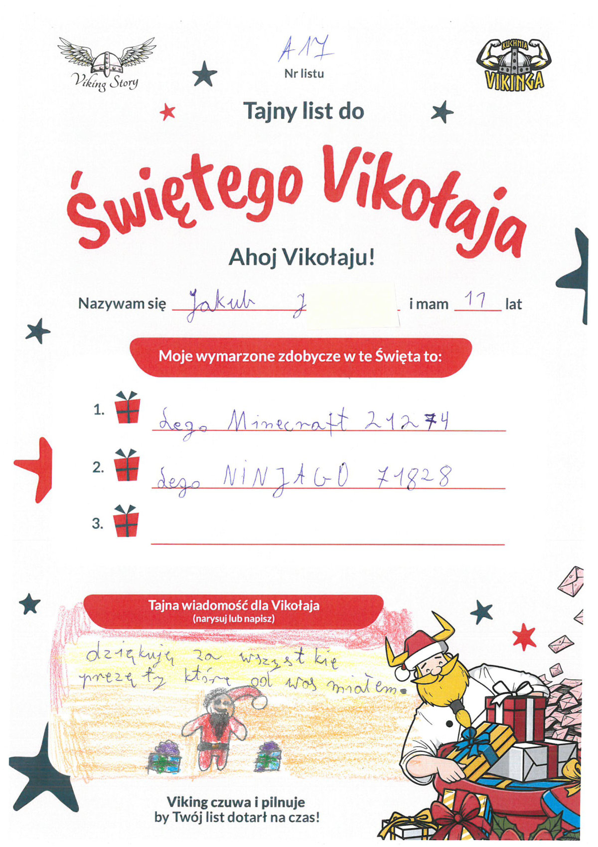 Jakub, 11 lat, nr listu A17