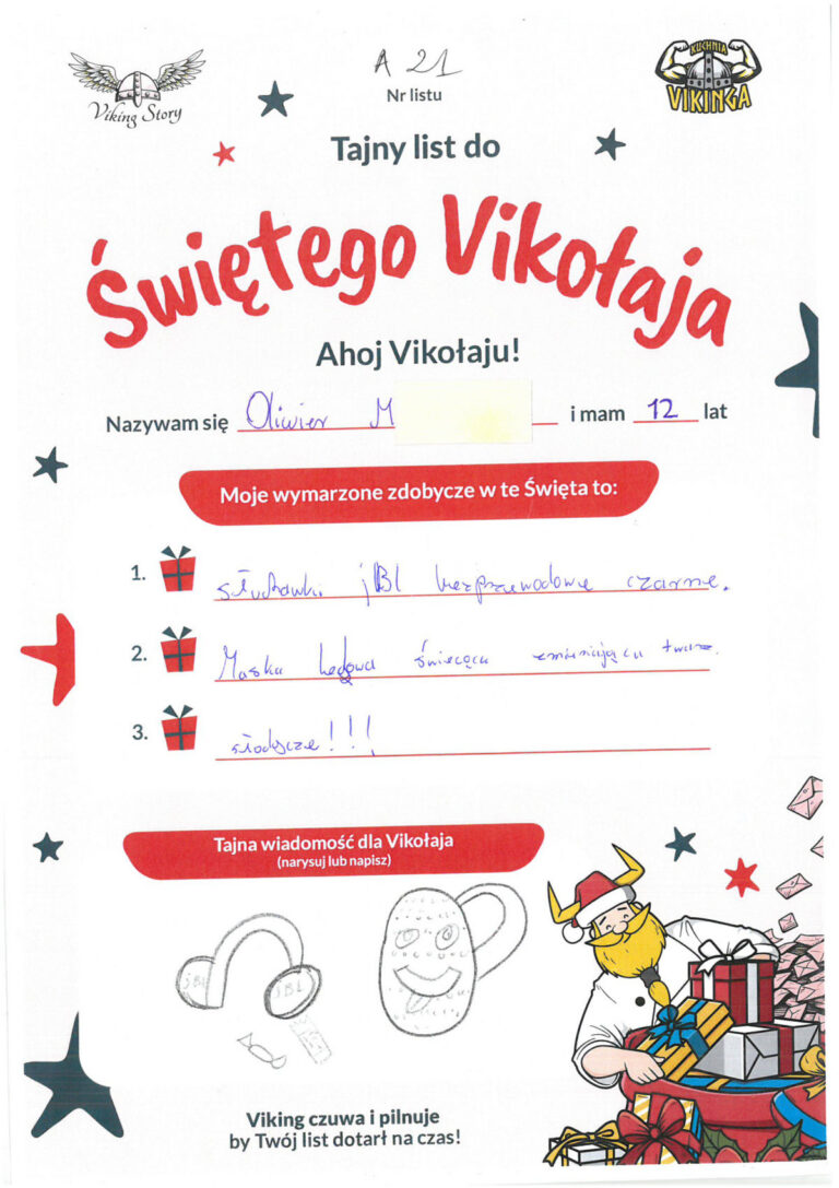 Oliwier, 12 lat, nr listu A21