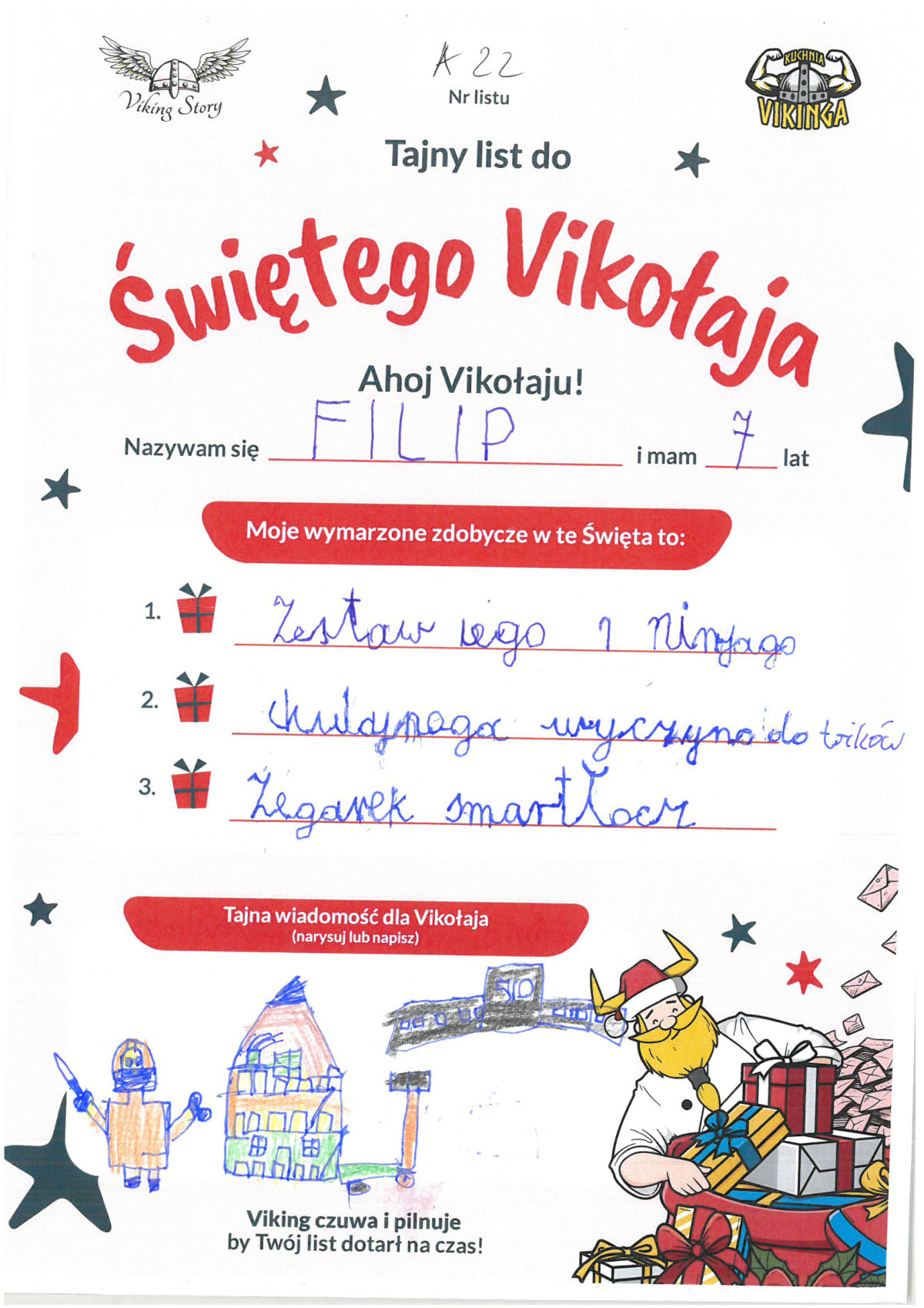 Filip, 7 lat, nr listu A22