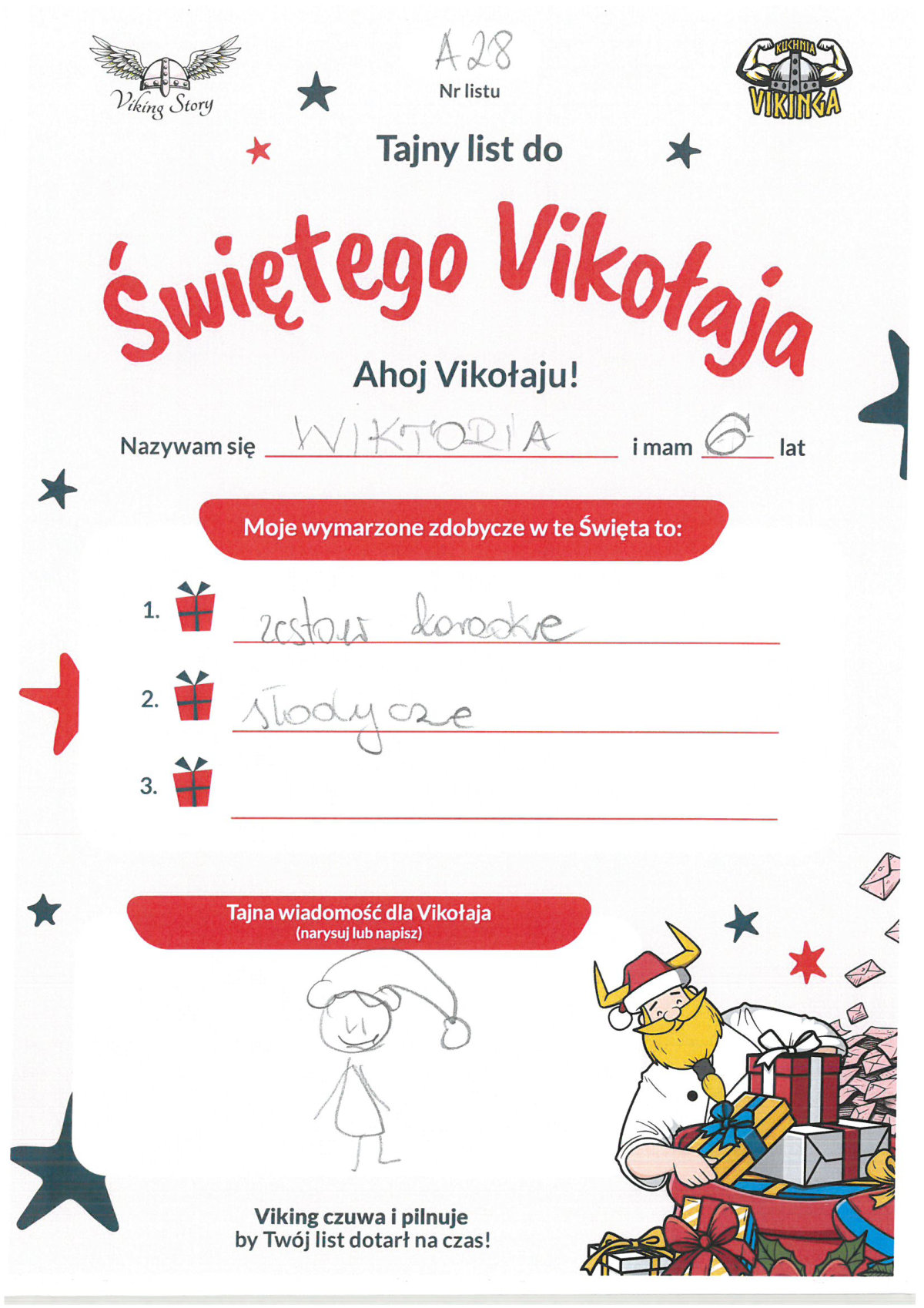 Wiktoria, 6 lat, nr listu A28