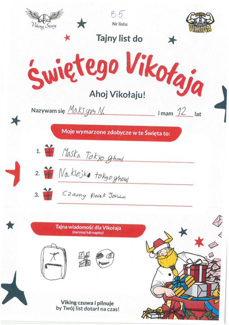 Maksym, 12 lat, nr listu B5