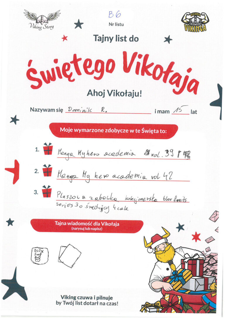 Dominik, 15 lat, nr listu B6