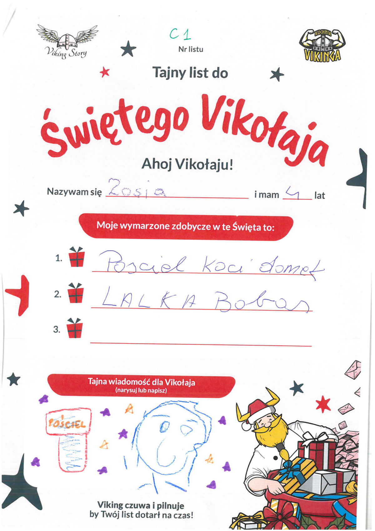 Zosia, 4 lat, nr listu C1