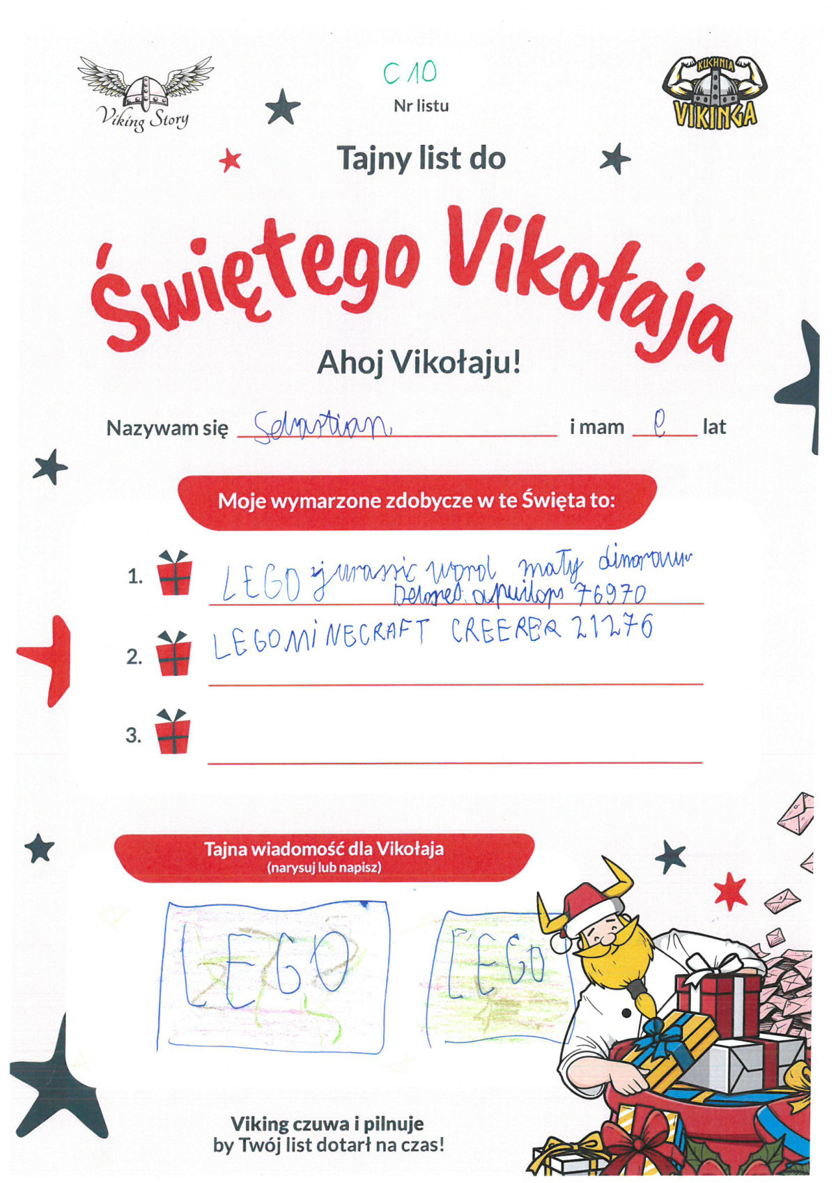 Sebastian, 9 lat, nr listu C10