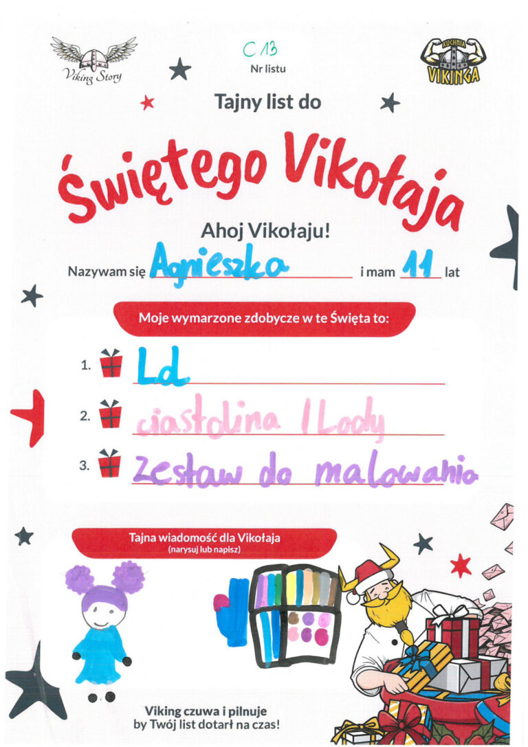 Agnieszka, 11 lat, nr listu C13