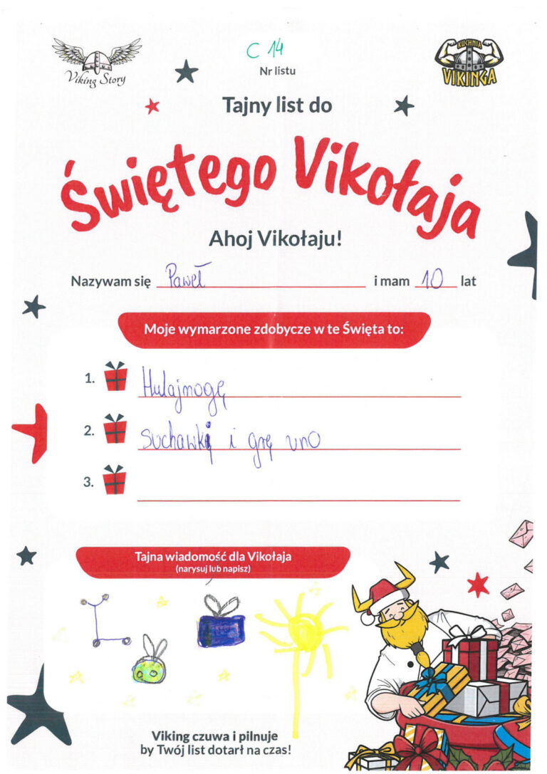 Paweł, 10 lat, nr listu C14