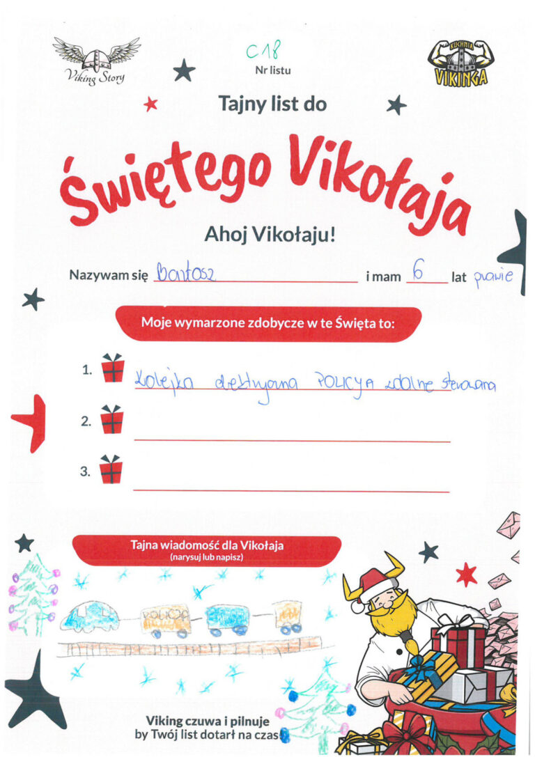 Bartosz, 6 lat, nr listu C18