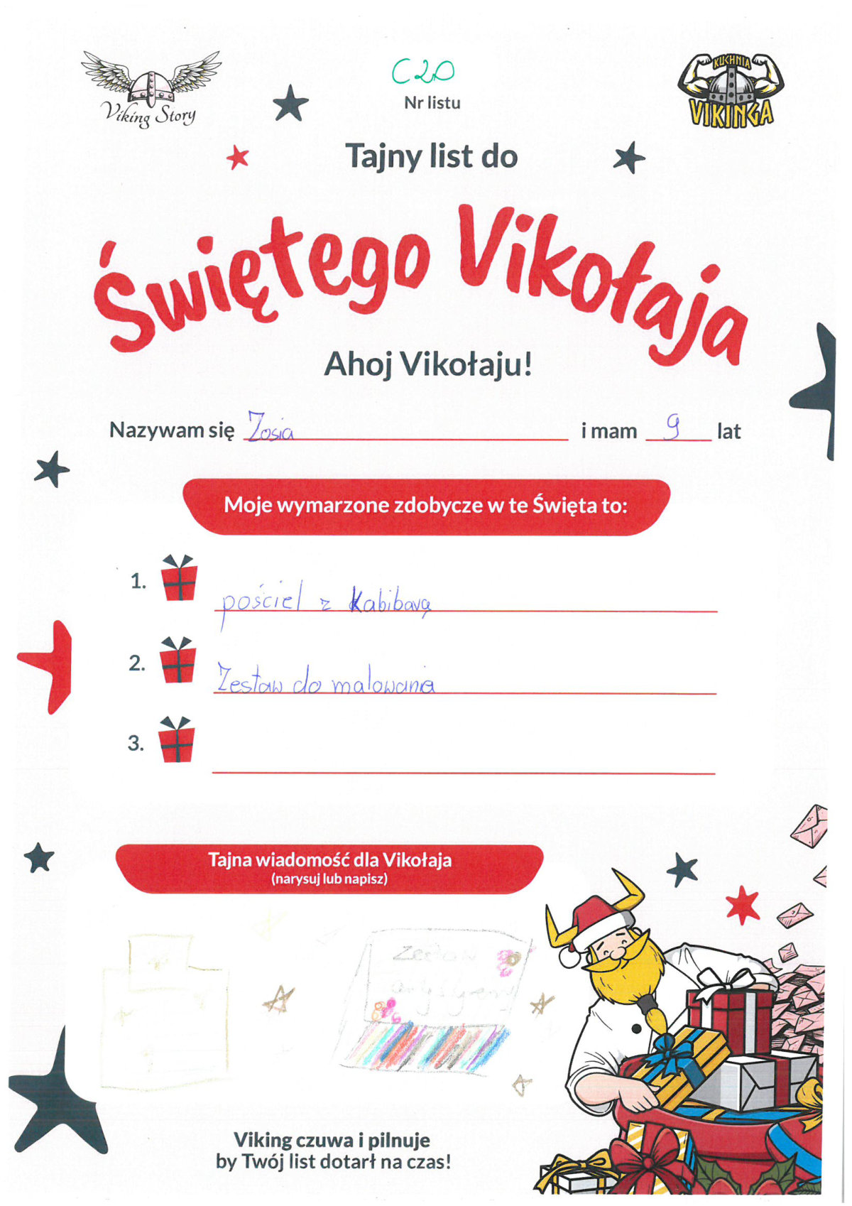 Zosia, 9 lat, nr listu C20