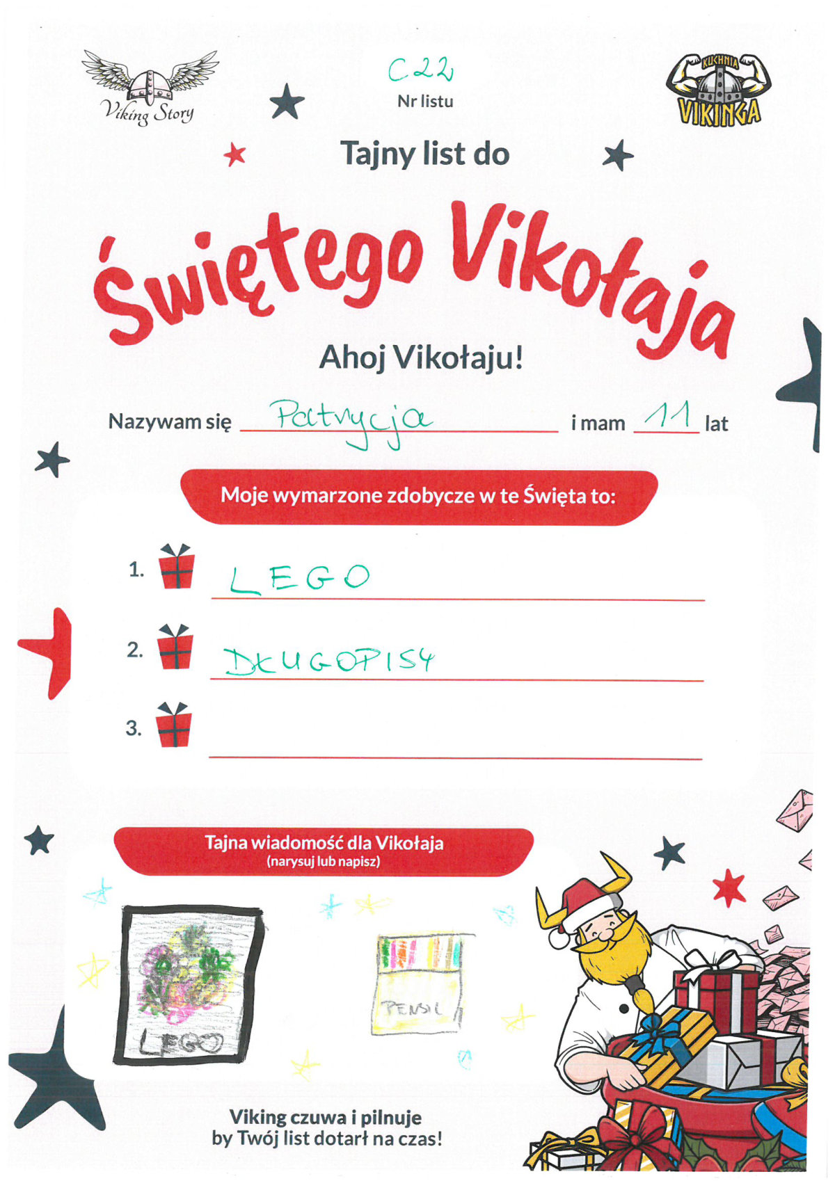 Patrycja, 11 lat, nr listu C22