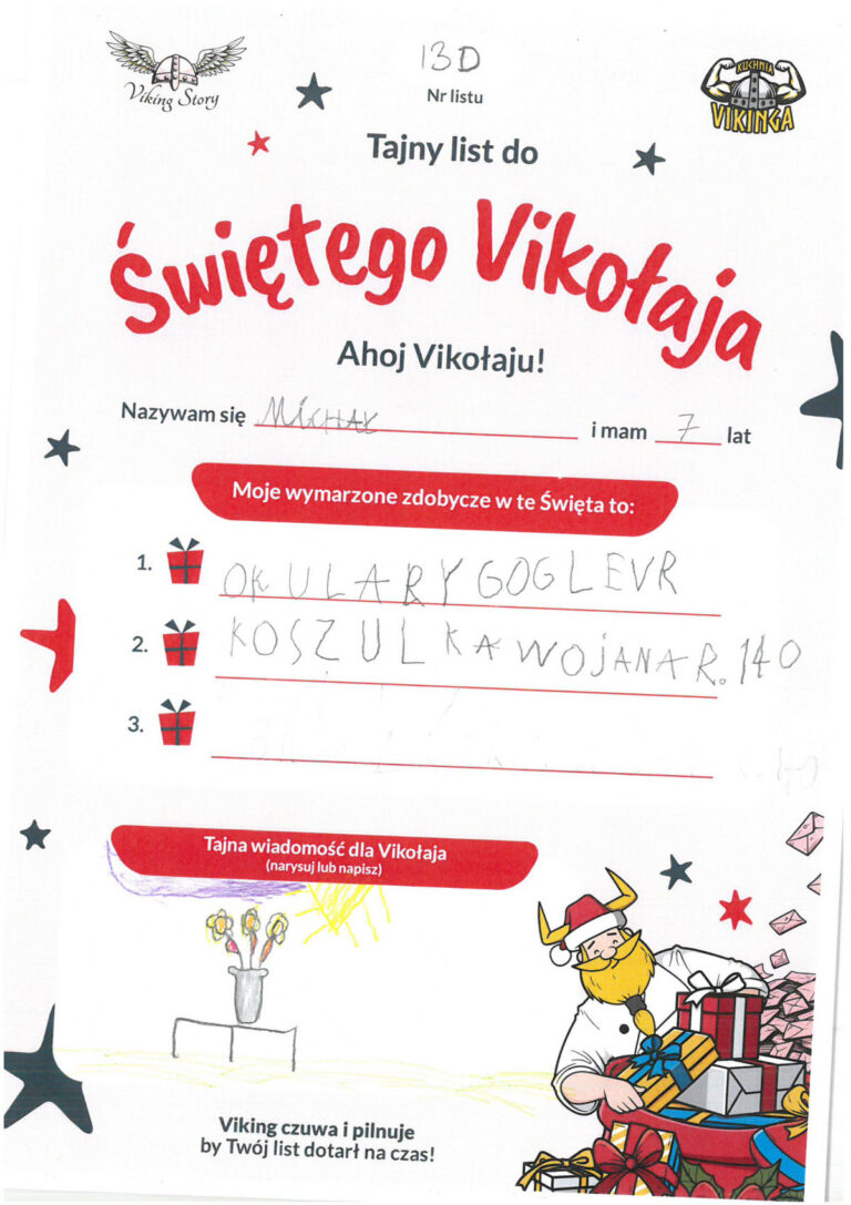 Michał, 7 lat, nr listu D13