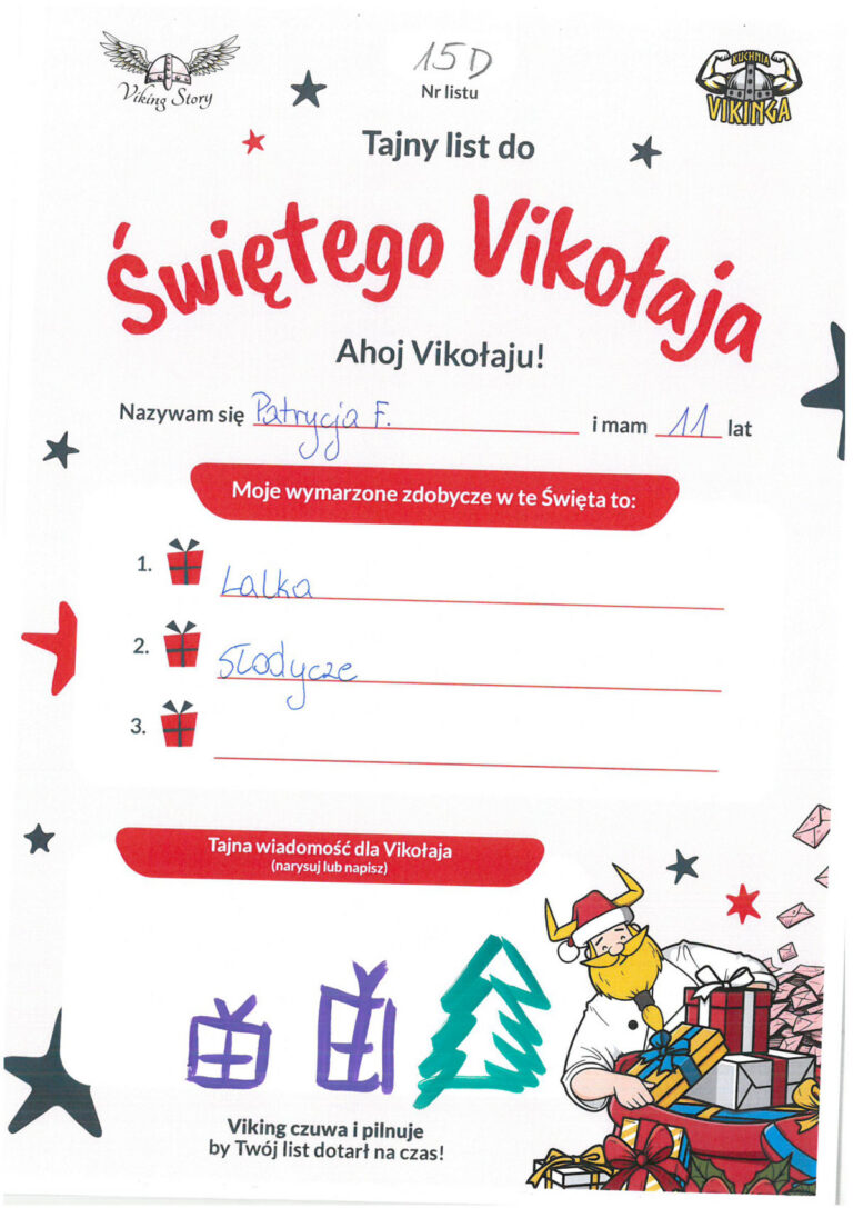 Patrycja, 11 lat, nr listu D15