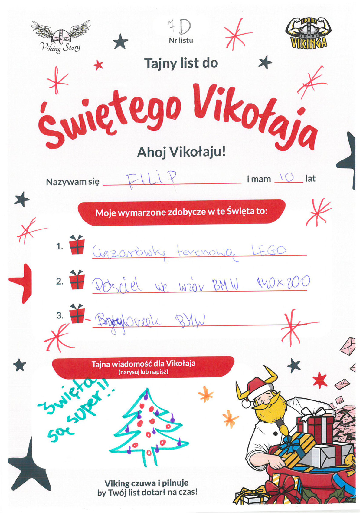 Filip, 10 lat, nr listu D7