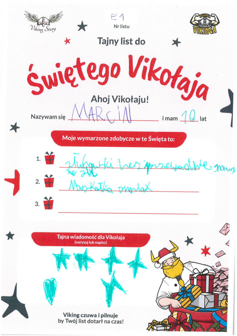 Marcin, 10 lat, nr listu E1