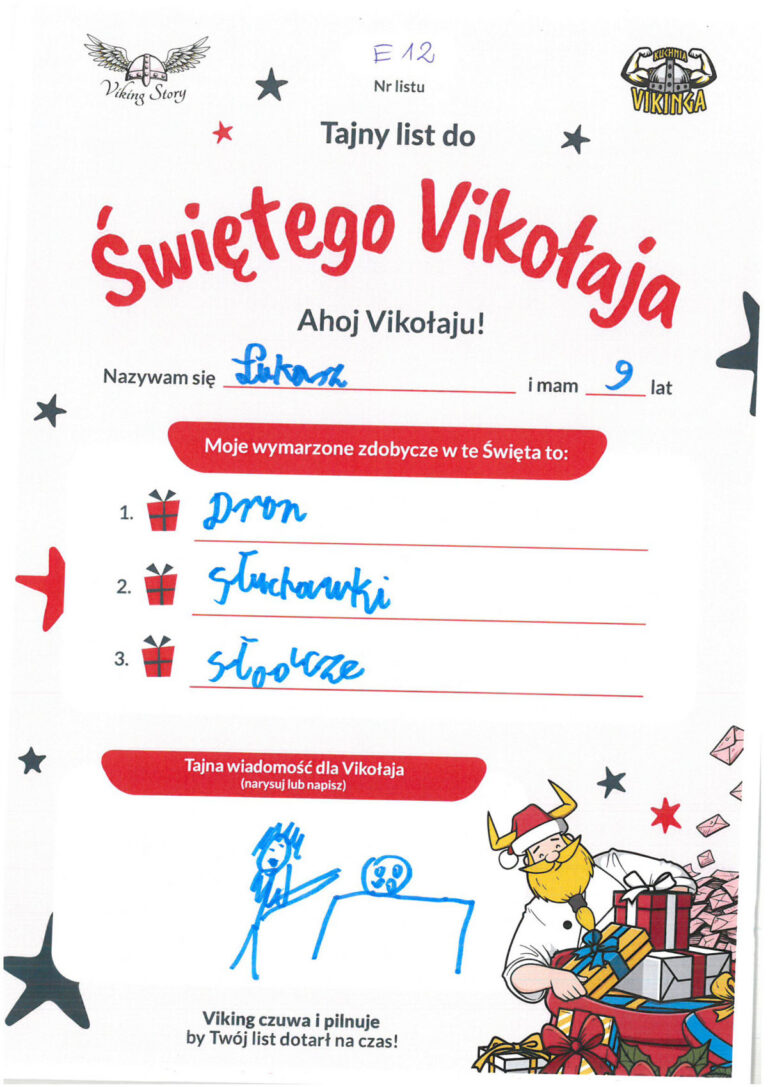 Łukasz, 9 lat, nr listu E12