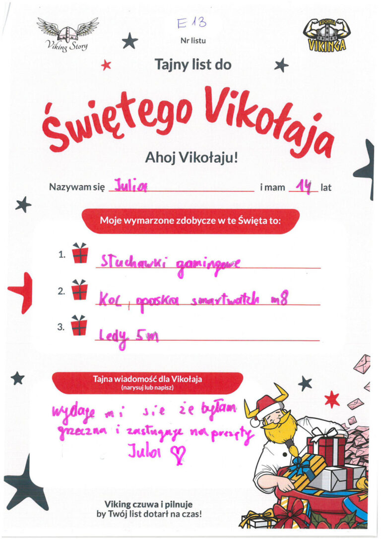 Julia, 14 lat, nr listu E13