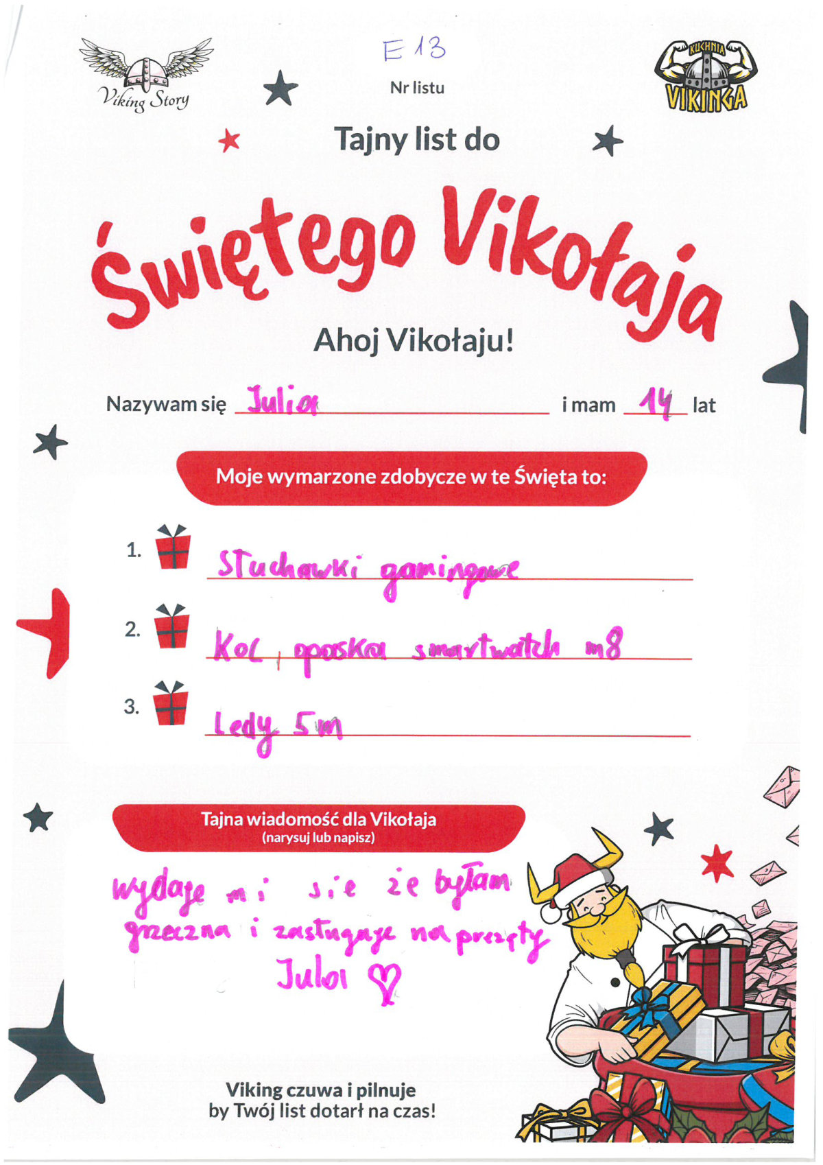 Julia, 14 lat, nr listu E13