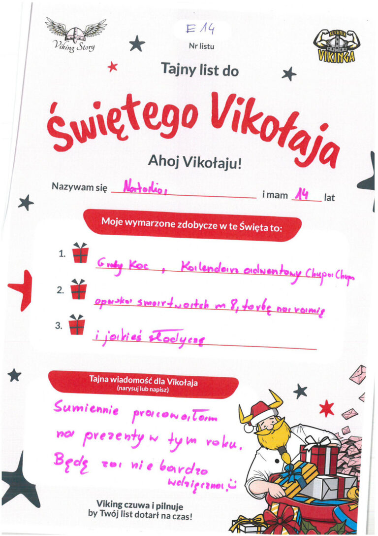 Natalia, 14 lat, nr listu E14