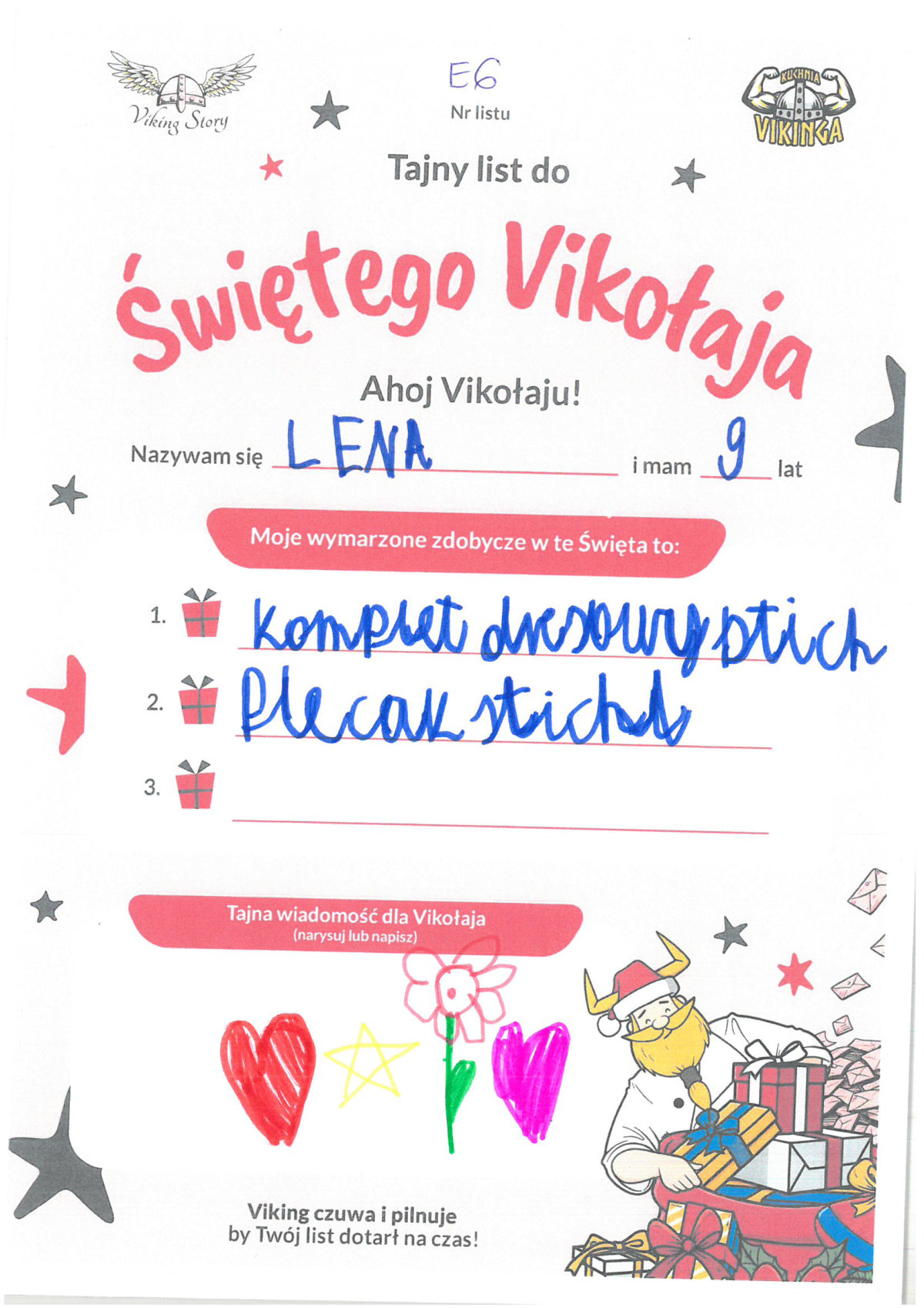 Lena, 9 lat, nr listu E6