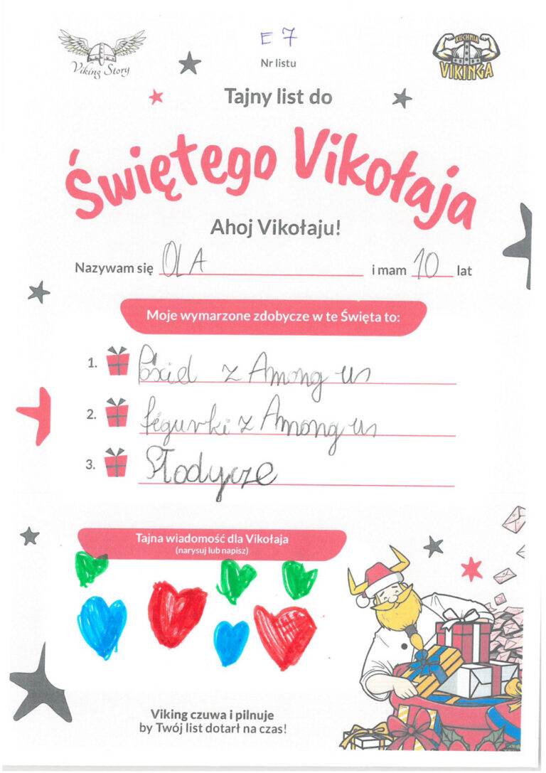 Ola, 10 lat, nr listu E7