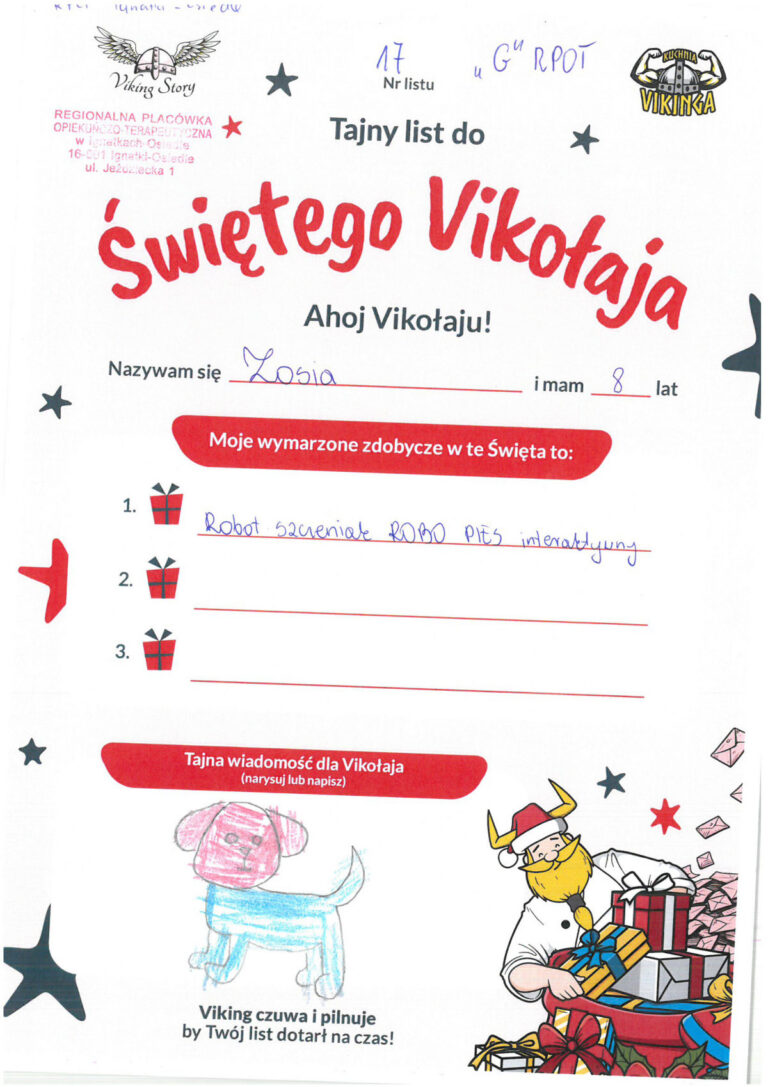 Zosia, 8 lat, nr listu G17