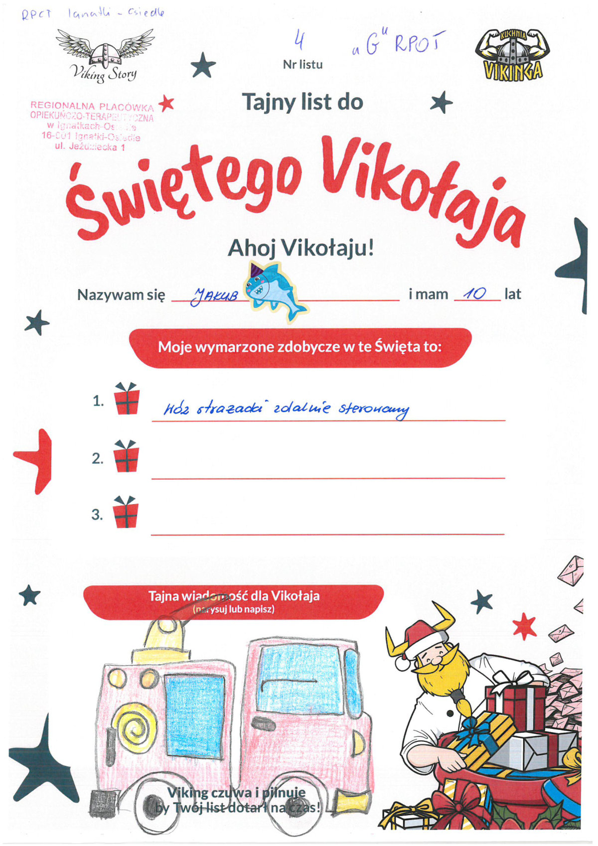 Jakub, 10 lat, nr listu G4