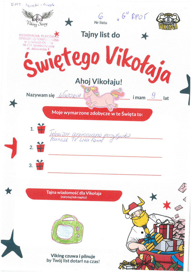 Wiktoria, 9 lat, nr listu G6