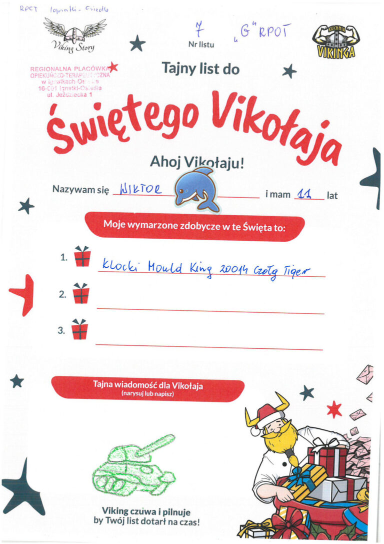 Wiktor, 11 lat, nr listu G7