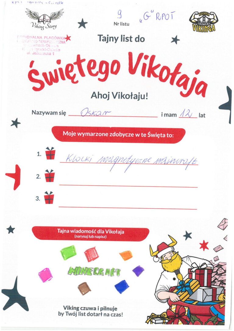 Oskar, 12 lat, nr listu G9