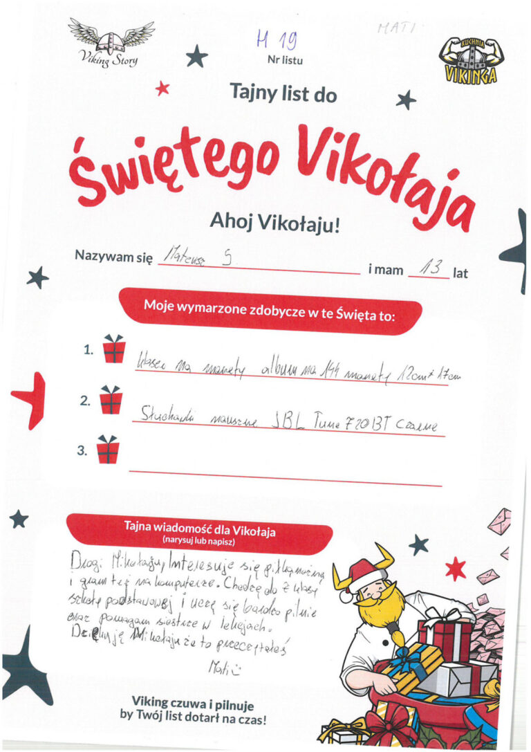 Mateusz, 13 lat, nr listu H19