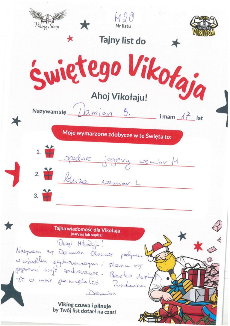 Damian, 17 lat, nr listu H20