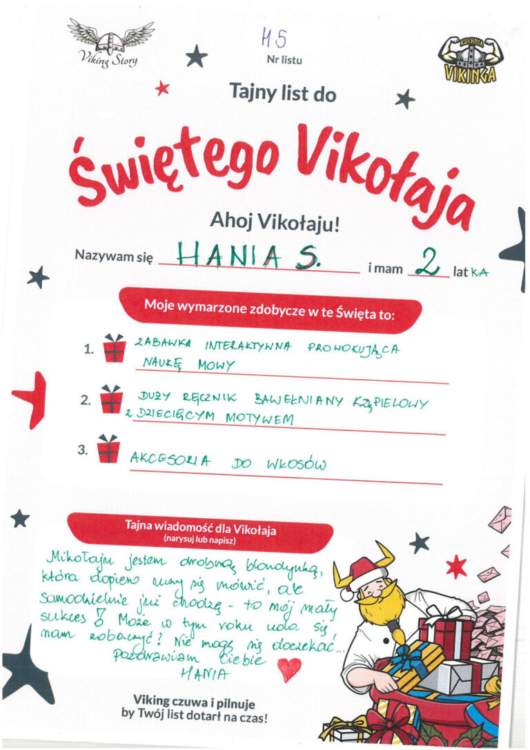 Hania, 2 lat, nr listu H5