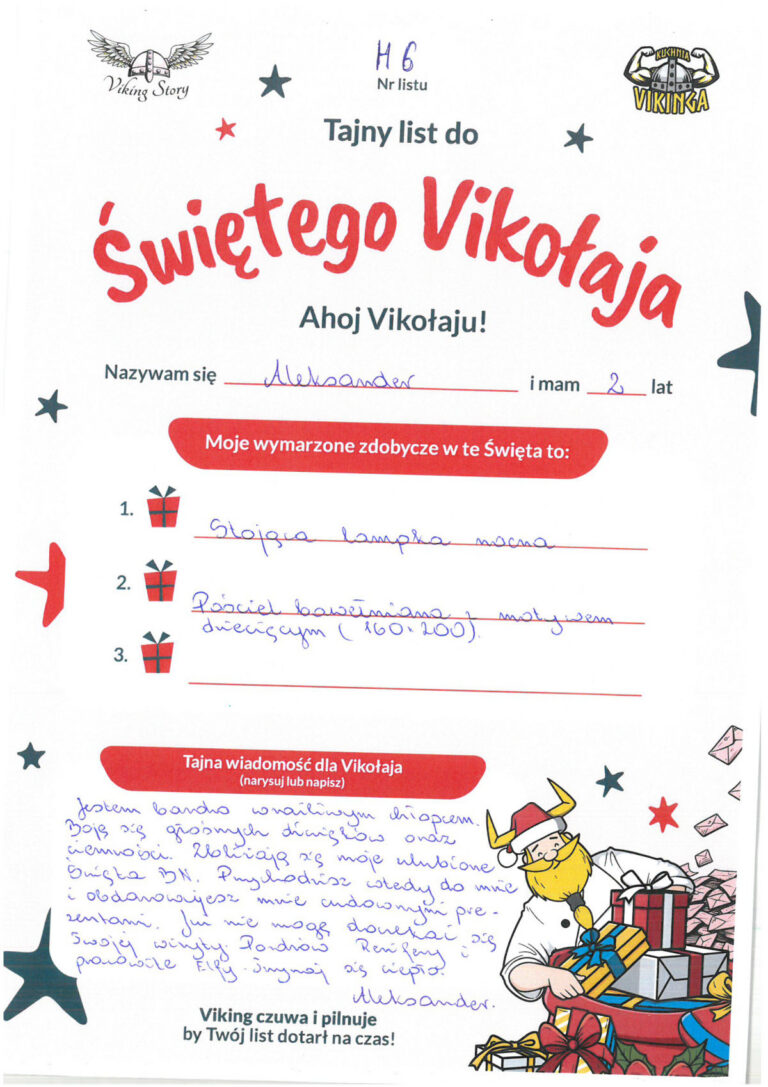 Aleksander, 2 lat, nr listu H6