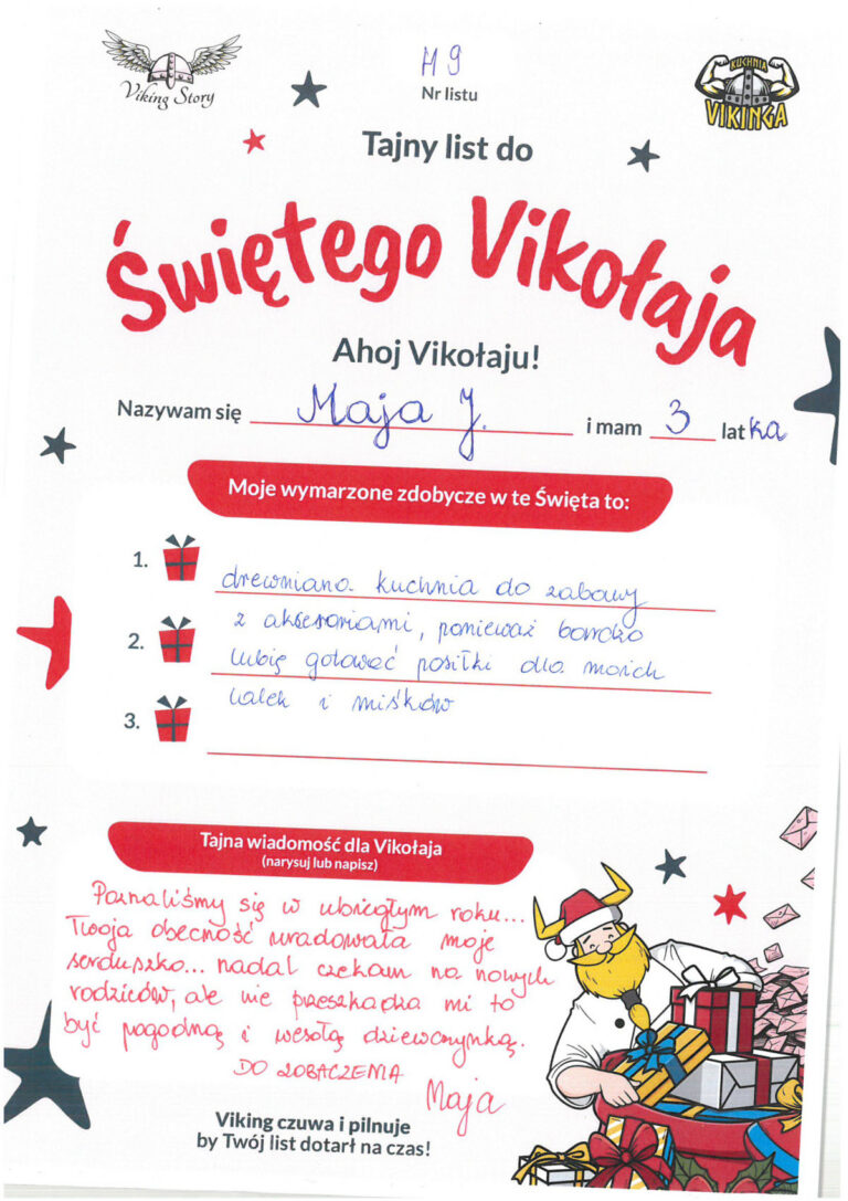 Maja, 3 lat, nr listu H9