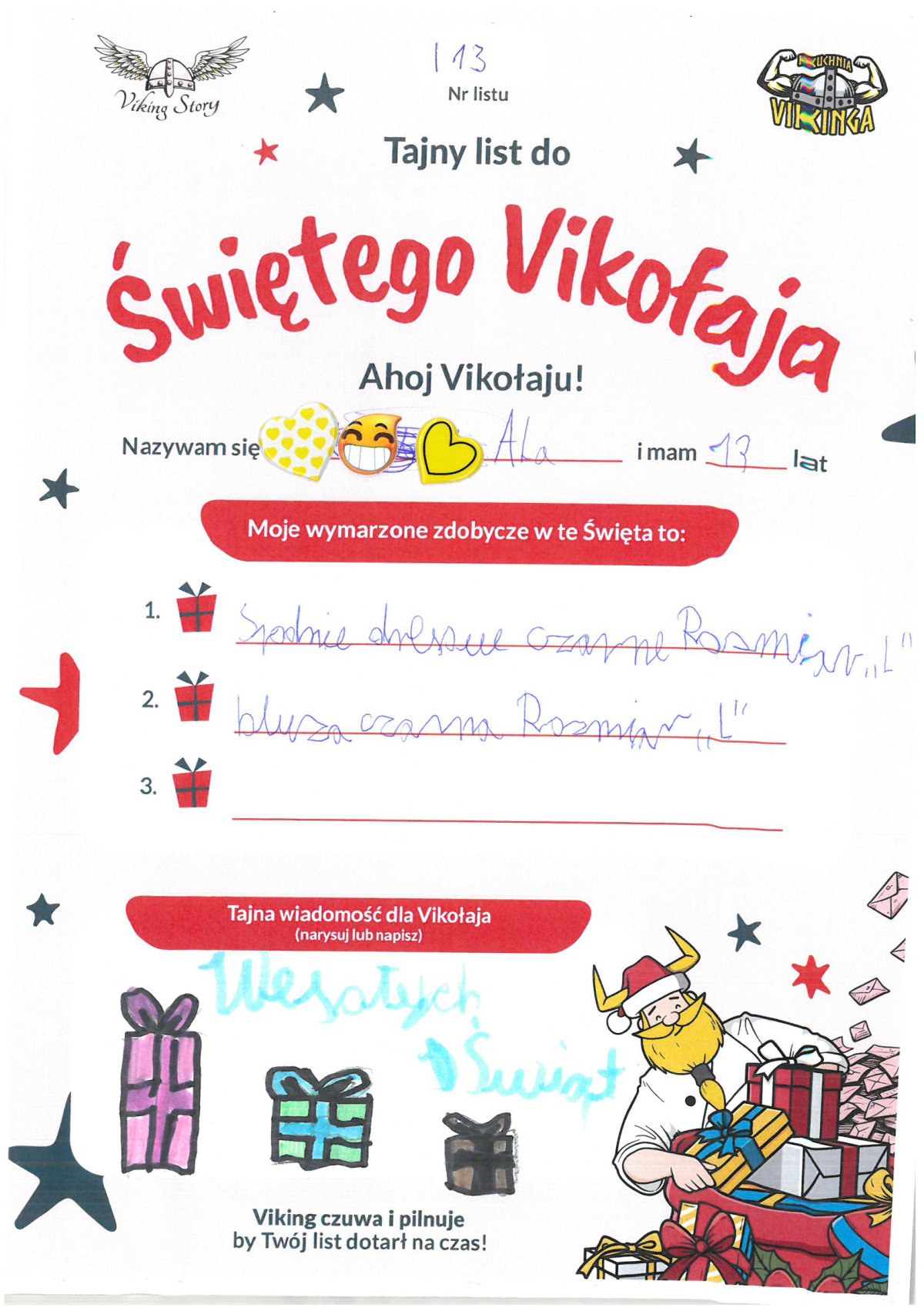 Ala, 13 lat, nr listu I13