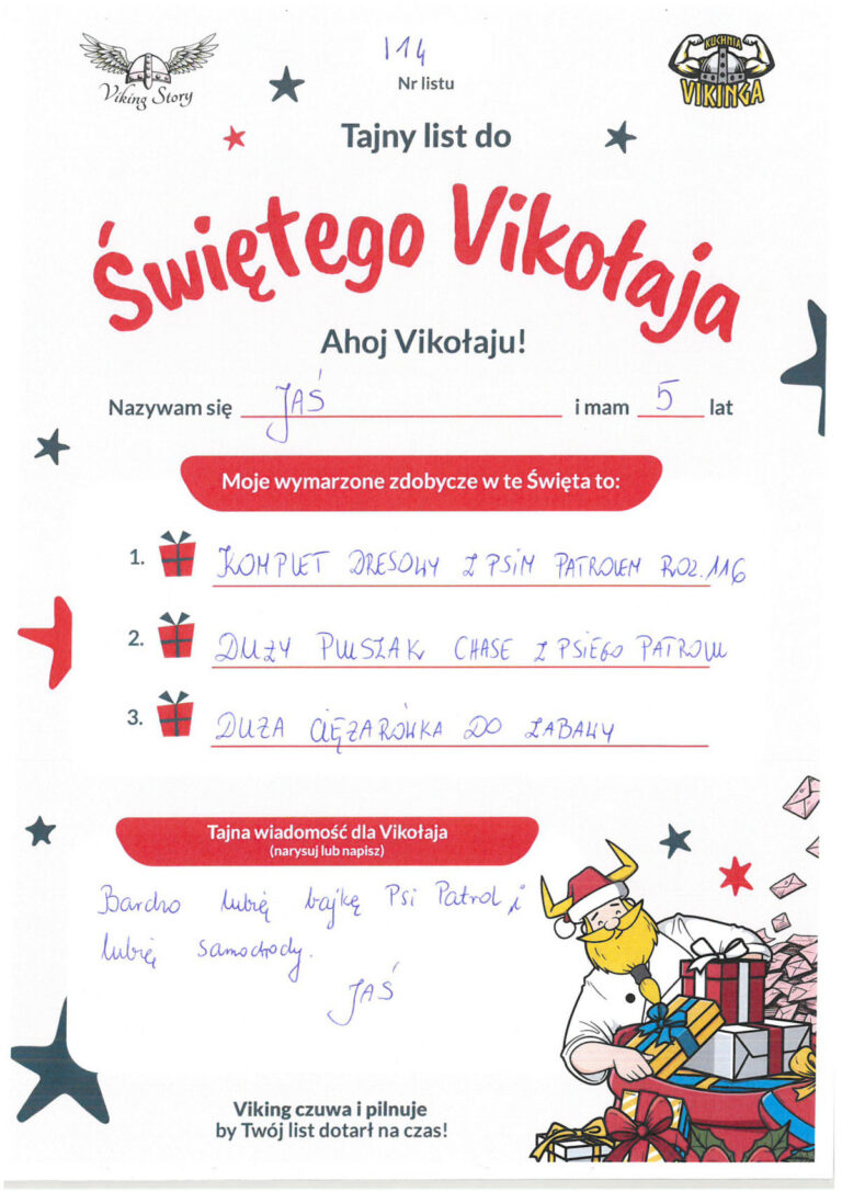 Jaś, 5 lat, nr listu I14