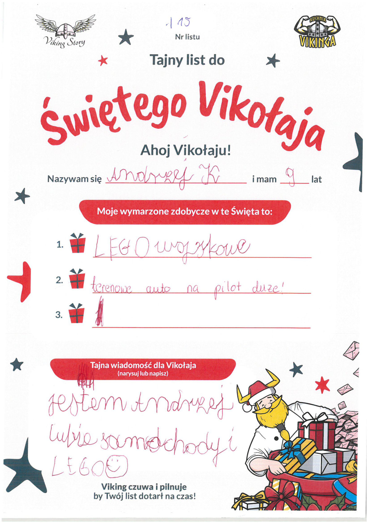 Andrzej, 9 lat, nr listu I15