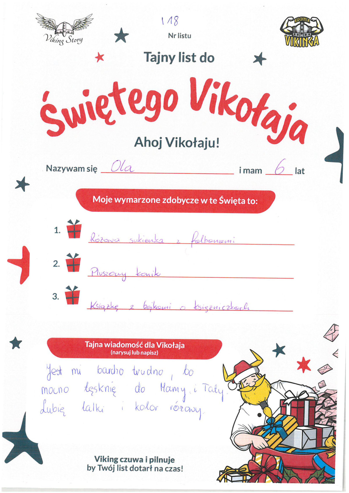 Ola, 6 lat, nr listu I18