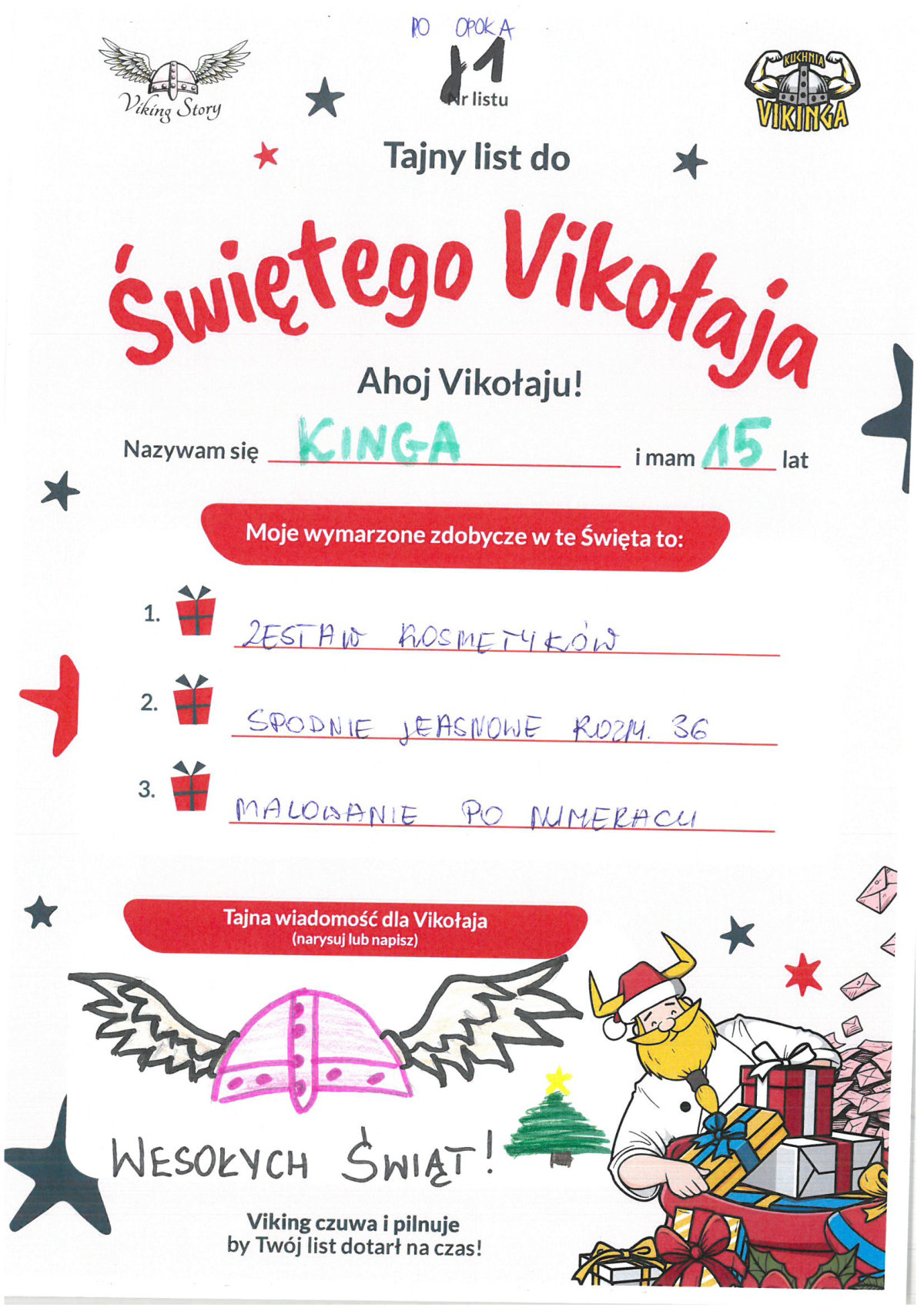 Kinga, 15 lat, nr listu J1