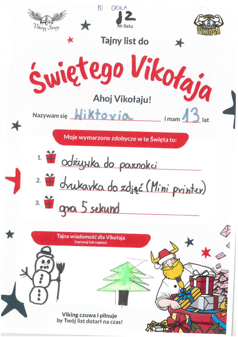 Wiktoria, 13 lat, nr listu J2