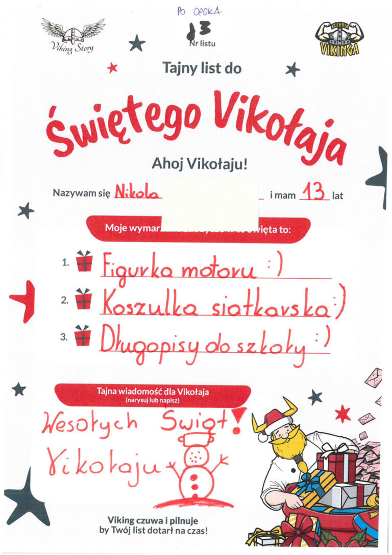 Nikola, 13 lat, nr listu J3