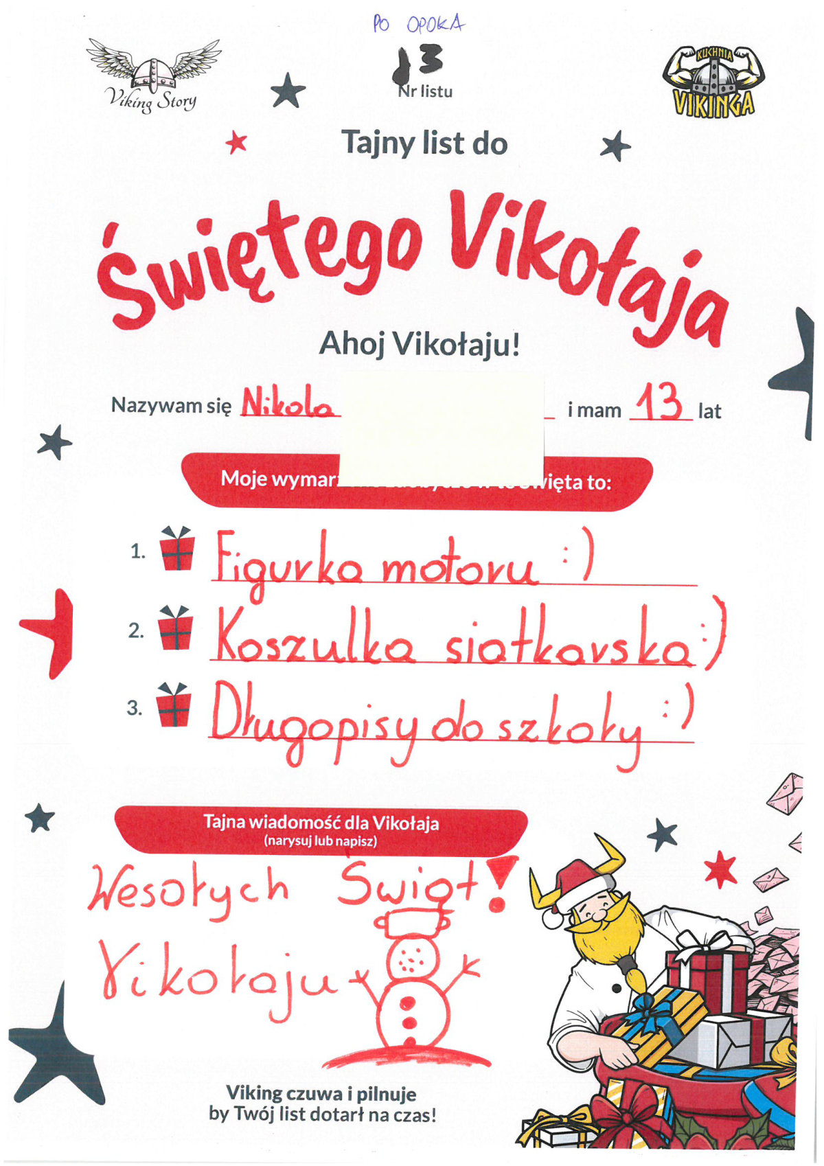 Nikola, 13 lat, nr listu J3