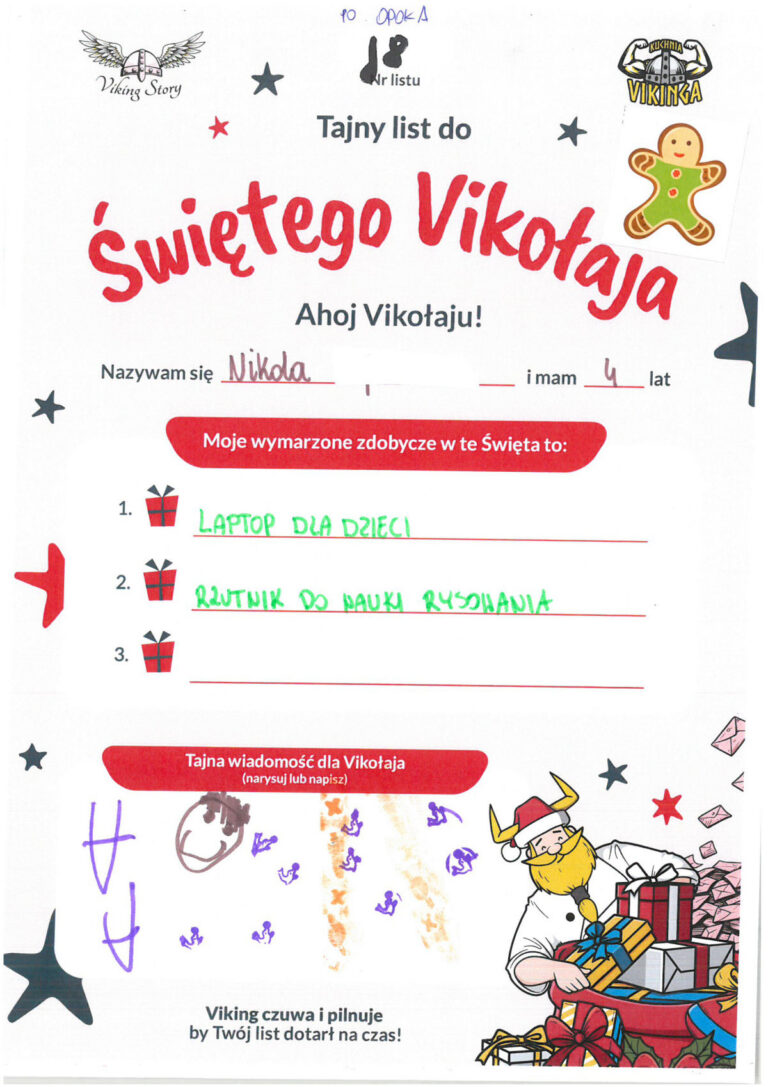 Nikola, 4 lat, nr listu J8