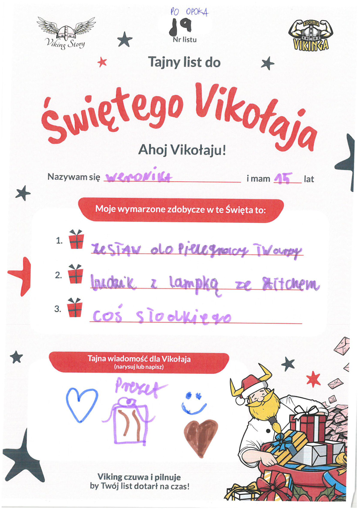 Weronika, 15 lat, nr listu J9