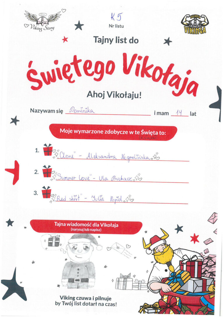 Dominika, 14 lat, nr listu K5