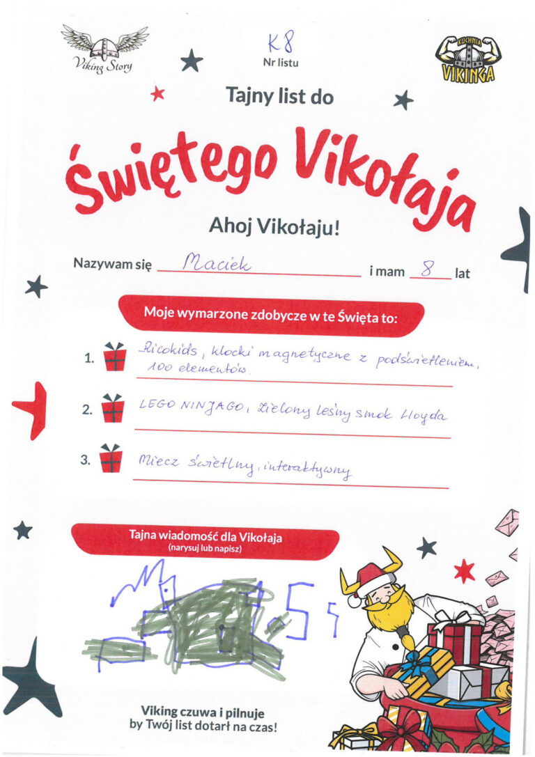 Maciek, 8 lat, nr listu K8