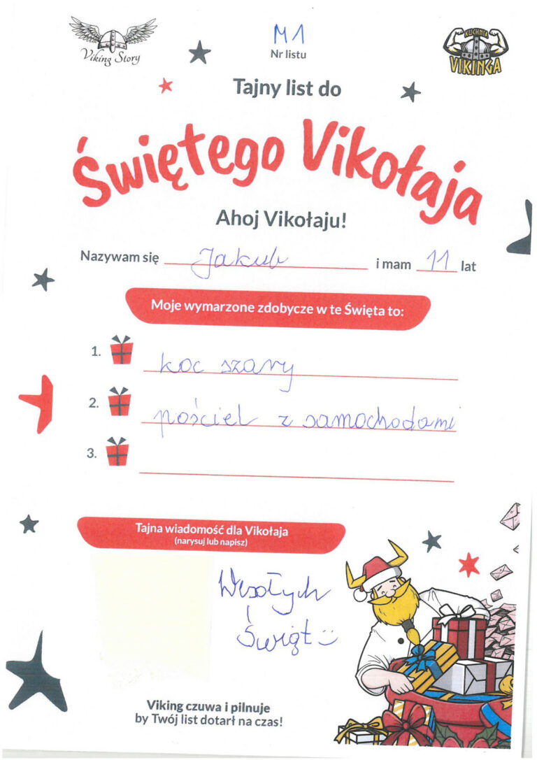 Jakub, 11 lat, nr listu M1