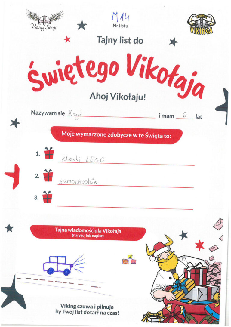 Krzyś, 6 lat, nr listu M14