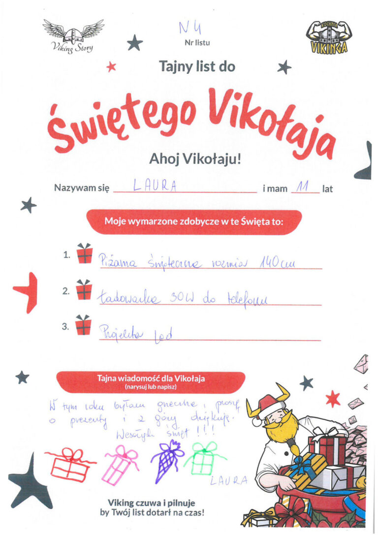 Laura, 11 lat, nr listu N4