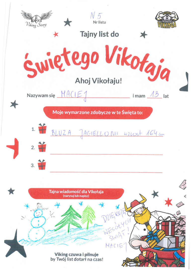 Maciek, 13 lat, nr listu N5